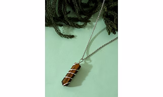 Radiant Resonance Authentic, Natural AAA Gemstone Wrap around Unisex Pendant With Chain  for Wellness,Balance, Positive Energy,Healing - Tiger Eye (30-35mm)