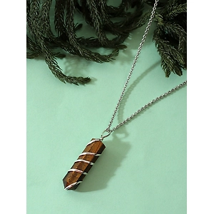 Radiant Resonance Authentic, Natural AAA Gemstone Wrap around Unisex Pendant With Chain  for Wellness,Balance, Positive Energy,Healing - Tiger Eye (30-35mm)