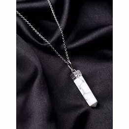 svelandre silverloom howlite natural aaa gemstone unisex pencil pendant with chain for wellness,balance,positive energy,healing - howlite pendant 30-35mm