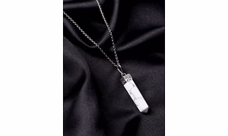 SilverLoom Howlite Natural AAA Gemstone Unisex Pencil Pendant With Chain  for Wellness,Balance,Positive Energy,Healing - Howlite Pendant 30-35MM
