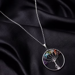 svelandre 7 chakra tree of life medallion pendant
