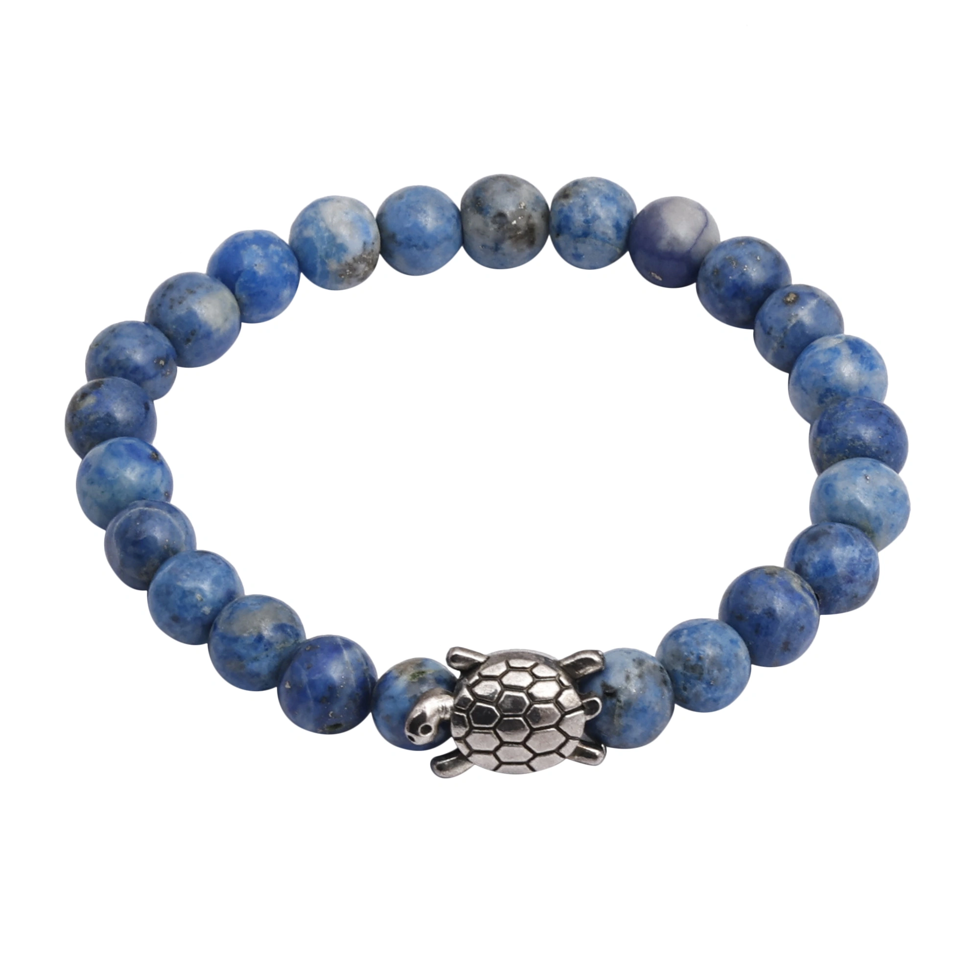 &quot;Serenity Shell: Authentic, Natural AAA Gemstone Unisex Bracelet for Wellness,Balance,Positive Energy,Healing - Blue Lapis Lazuli Bracelet with Tortoise Charm (7-7.25 Inc, 8MM)-Blue-7.25-2