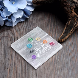 svelandre selenite bliss authentic,natural selenite gemstone plate for cleansing, charging healing stones and crystals - seven 7 chakra (8 cm x 8 cm)