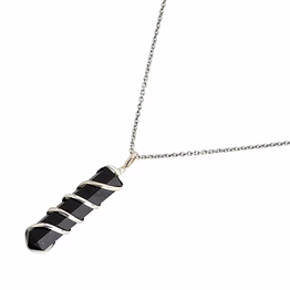 svelandre shadow guardian authentic, natural aaa gemstone wrap around unisex pendant with chain for wellness,balance,positive energy,healing - black agate (30-35mm)