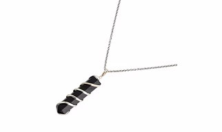 Shadow Guardian  Authentic, Natural AAA Gemstone Wrap around Unisex Pendant With Chain  for Wellness,Balance,Positive Energy,Healing - Black Agate (30-35mm)