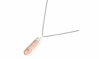 Sunlit Serenity:  Authentic, Natural AAA Gemstone Unisex Pencil Pendant With Chain  for Wellness,Balance,Positive Energy,Healing - Sunstone  (30-35mm)