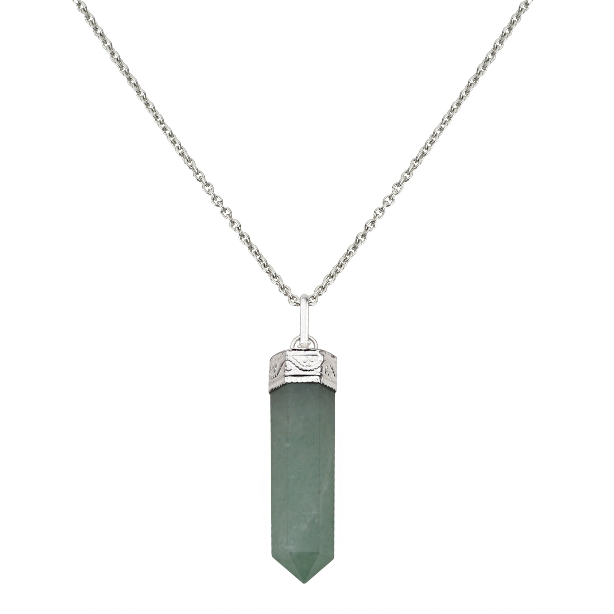 Harmony Haven:  Authentic, Natural AAA Gemstone Unisex Pencil Pendant With Chain  for Wellness,Balance,Positive Energy,Healing - Green Aventurine (30-35mm)-Green-30-2