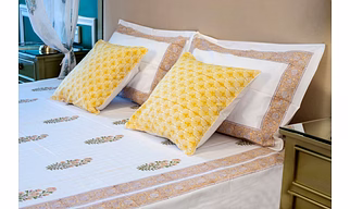 Multicolor Cotton Block Printed Bed Sheet