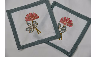 Cotton Hand Block Printed Cocktail Napkins