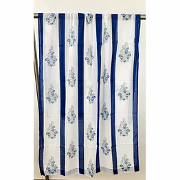 floral hand block printed cotton curtain