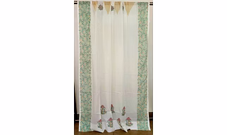 Floral Hand Block Printed Cotton Curtain