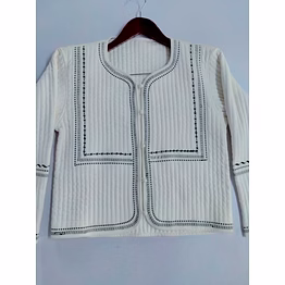 plain quilted embroidered jacket