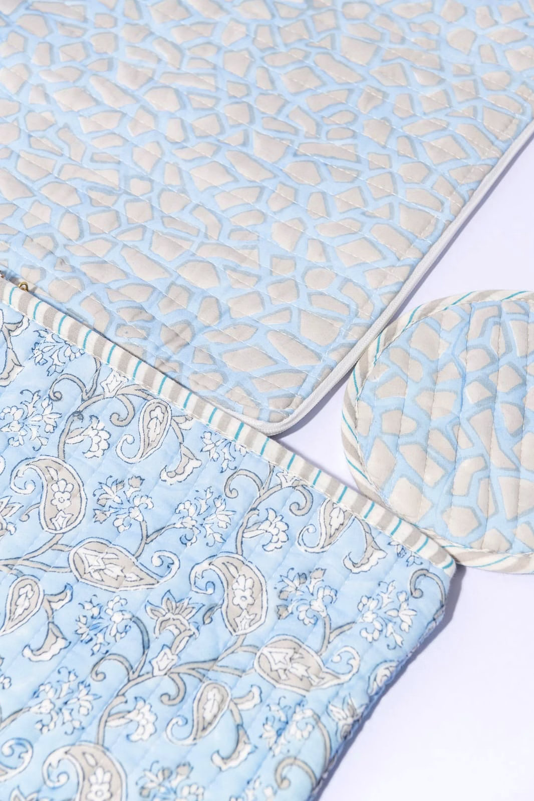 Multicolor Hand block printed cotton quilted laptop sleeves image 3