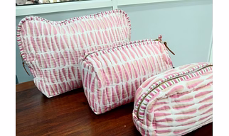 Quilted Block Print Toiletry Bag