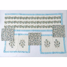 block print runner and mat set