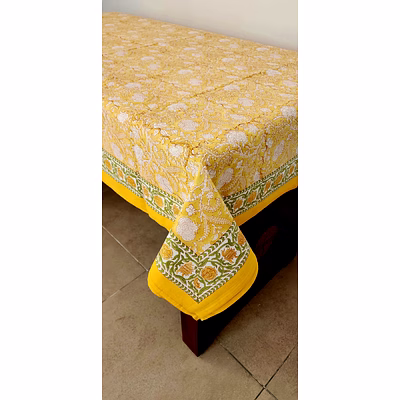 multicolor hand block printed cotton table cover