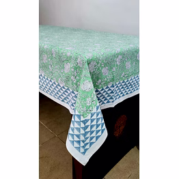 cotton table cover floral block print