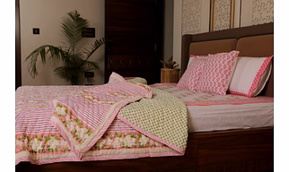Flower Printed Hand Block Print Quilt Exporter