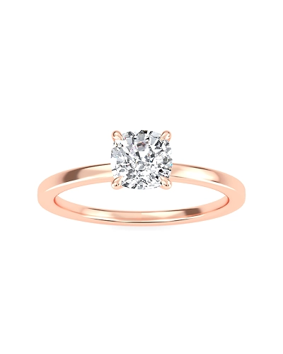 1.00 Carat Cushion Cut Lab Grown Solitaire Diamond Ring-Rose-14K-1
