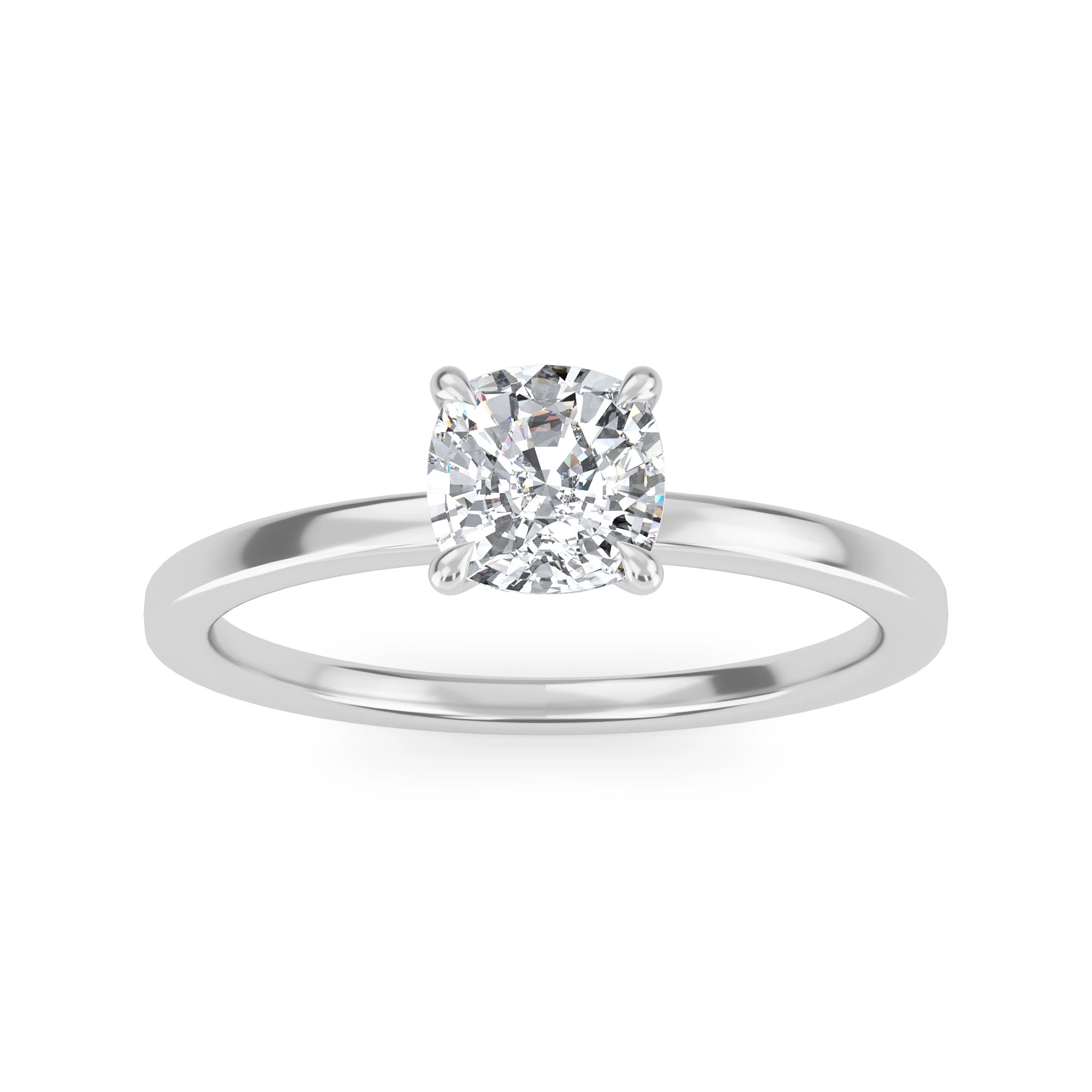 1.00 Carat Cushion Cut Lab Grown Solitaire Diamond Ring-10K-White-5