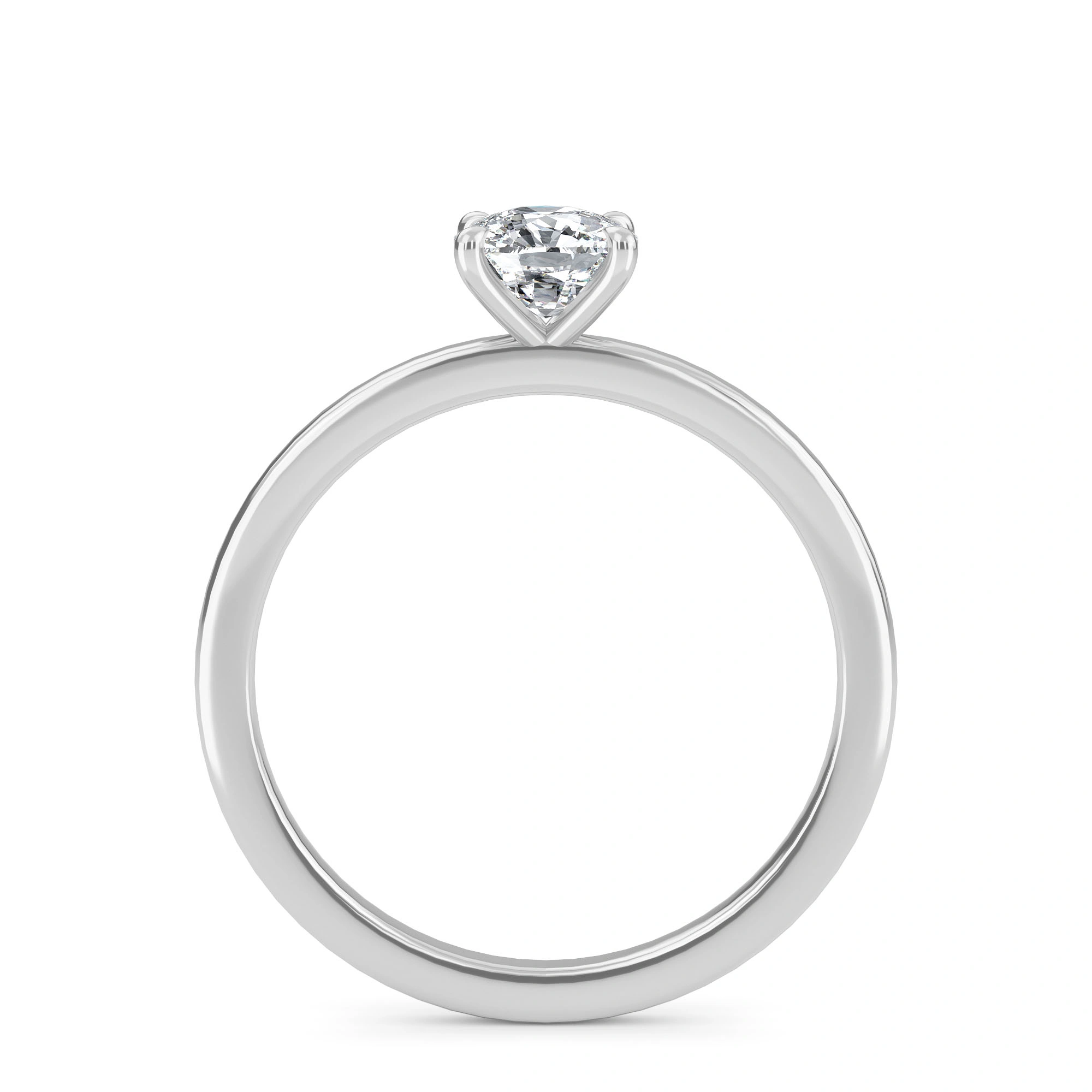 1.00 Carat Cushion Cut Lab Grown Solitaire Diamond Ring-10K-White-3