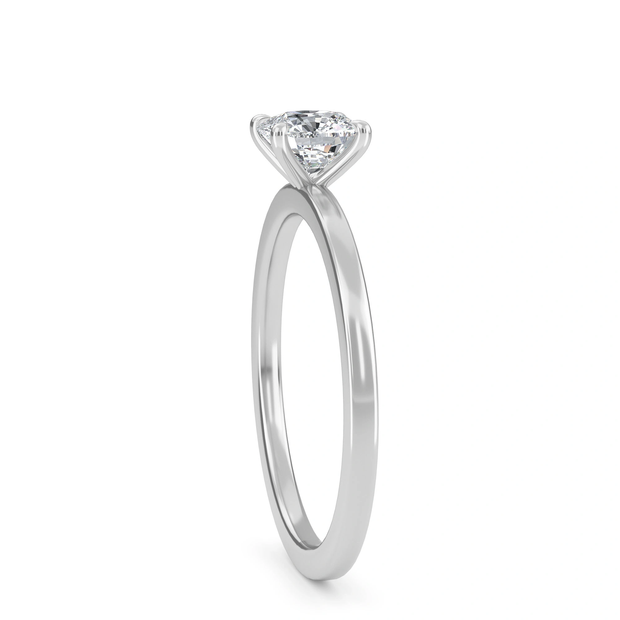 1.00 Carat Cushion Cut Lab Grown Solitaire Diamond Ring-10K-White-4