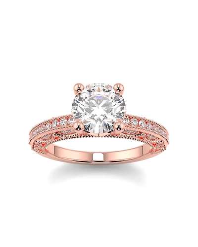 1.00 Carat Round Cut Lab Grown Diamond Ring-12358298