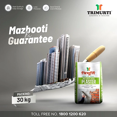 Trimurti Ready Mix Plaster-Trimurti 30 Kg Ready Mix Plaster (Grey)-4