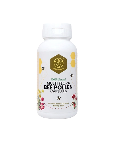 Shiva Organic Multi Flora  Bee Pollen 500mg - 100 Capsules-SOMFBP500MGC
