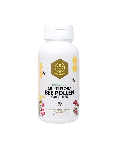 Shiva Organic Multi Flora  Bee Pollen 750mg - 100 Capsules-SOMFBP750MGC