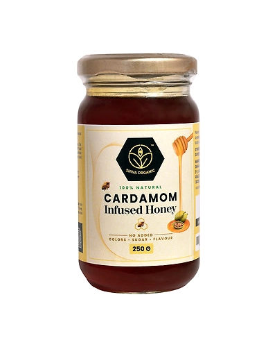 Shiva Organic Cardamom Infused Honey 250g-SOHWHCAR250G