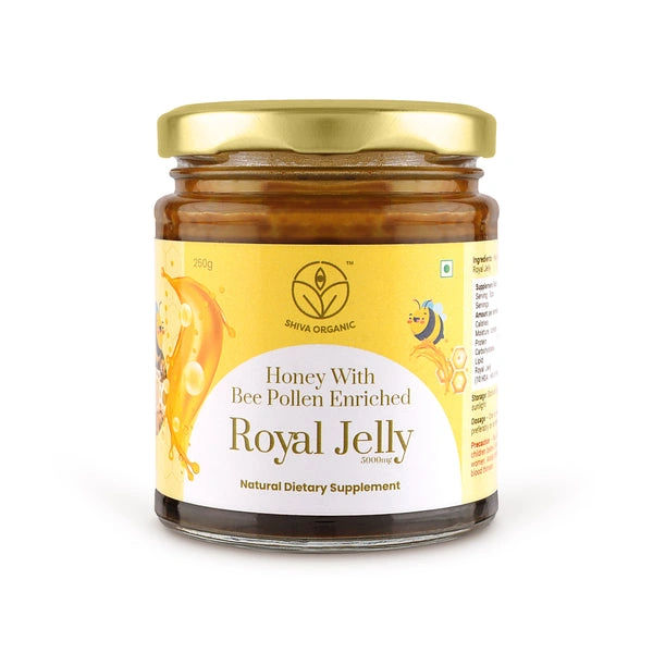 Shiva Organic Honey with Bee Pollen Enriched 2% Royal Jelly 250g-SORHBP2RJ250G