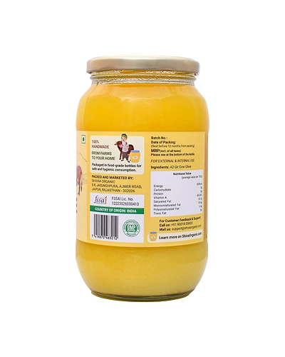 Shiva Organic A2 Gir Cow Desi Ghee | Bilona Ghee 1ltr.-1