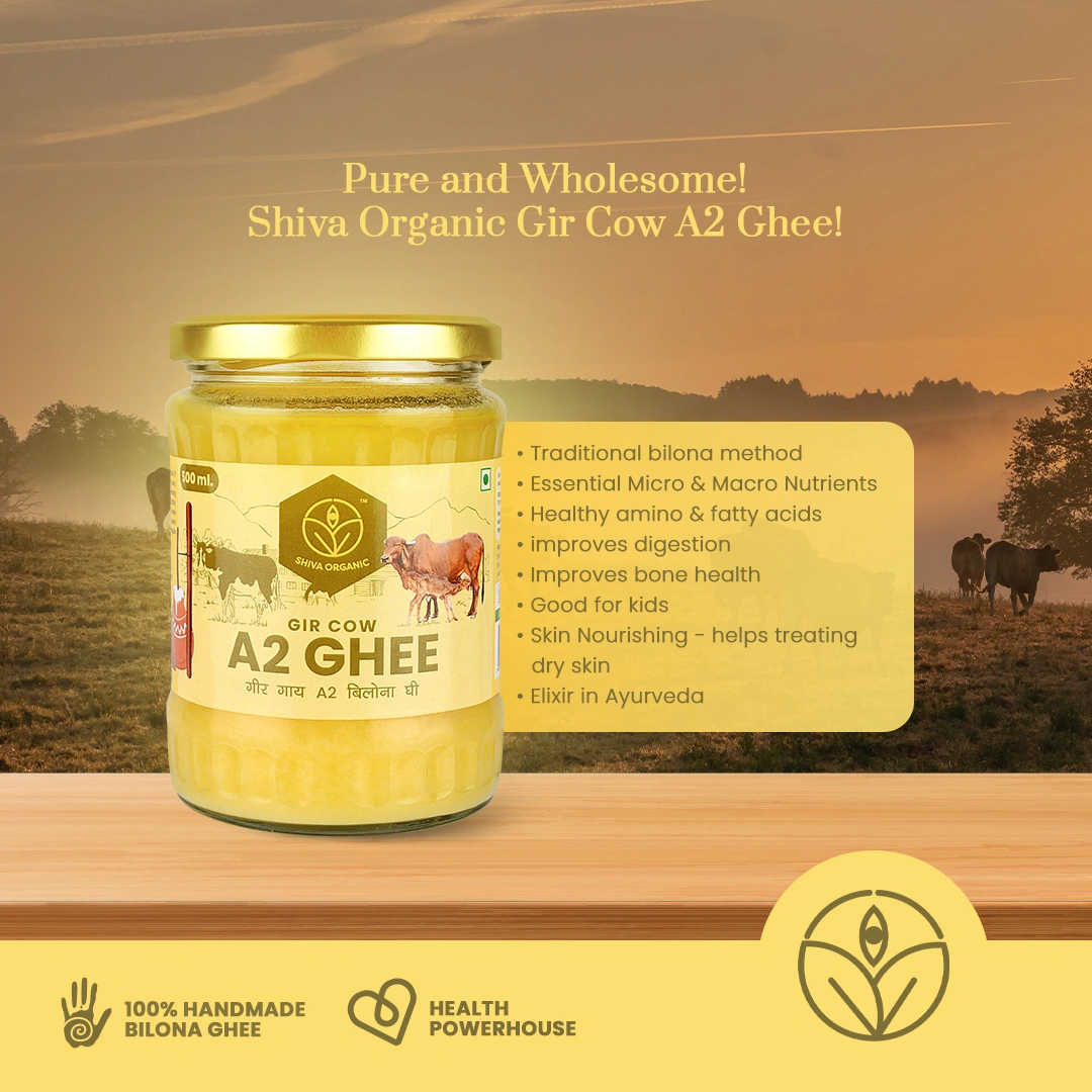 Shiva Organic A2 Gir Cow Desi Ghee | Bilona Ghee 500ml-4