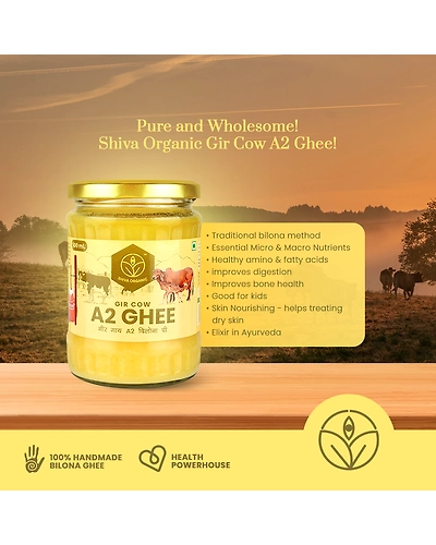 Shiva Organic A2 Gir Cow Desi Ghee | Bilona Ghee 500ml-4