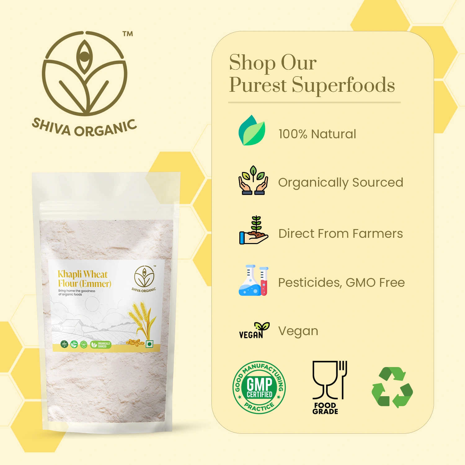 Shiva Organic Khapli Wheat Flour (Emmer) 3kg-2