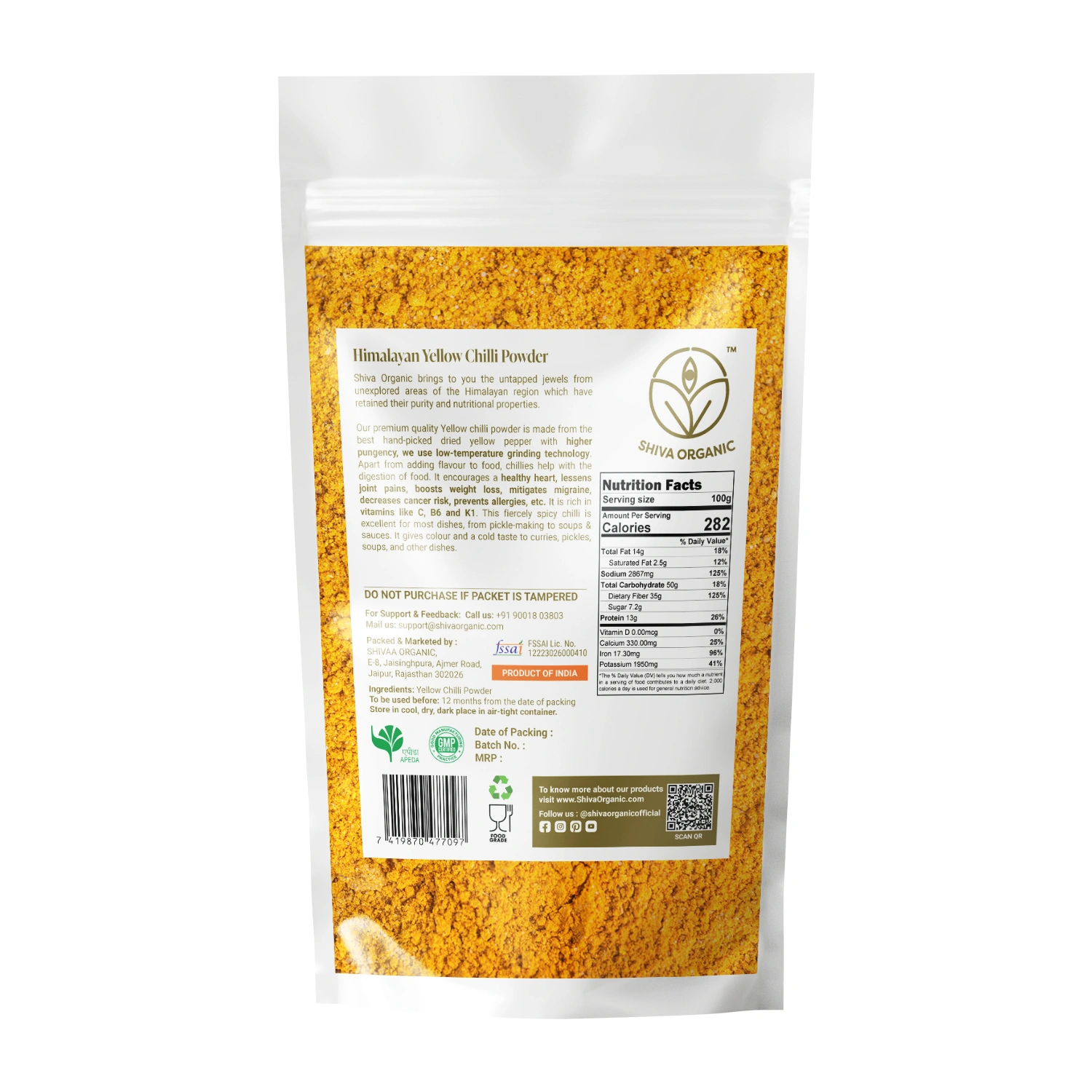 Shiva Organic Himalayan Organic Yellow Chilli Powder 300g-1