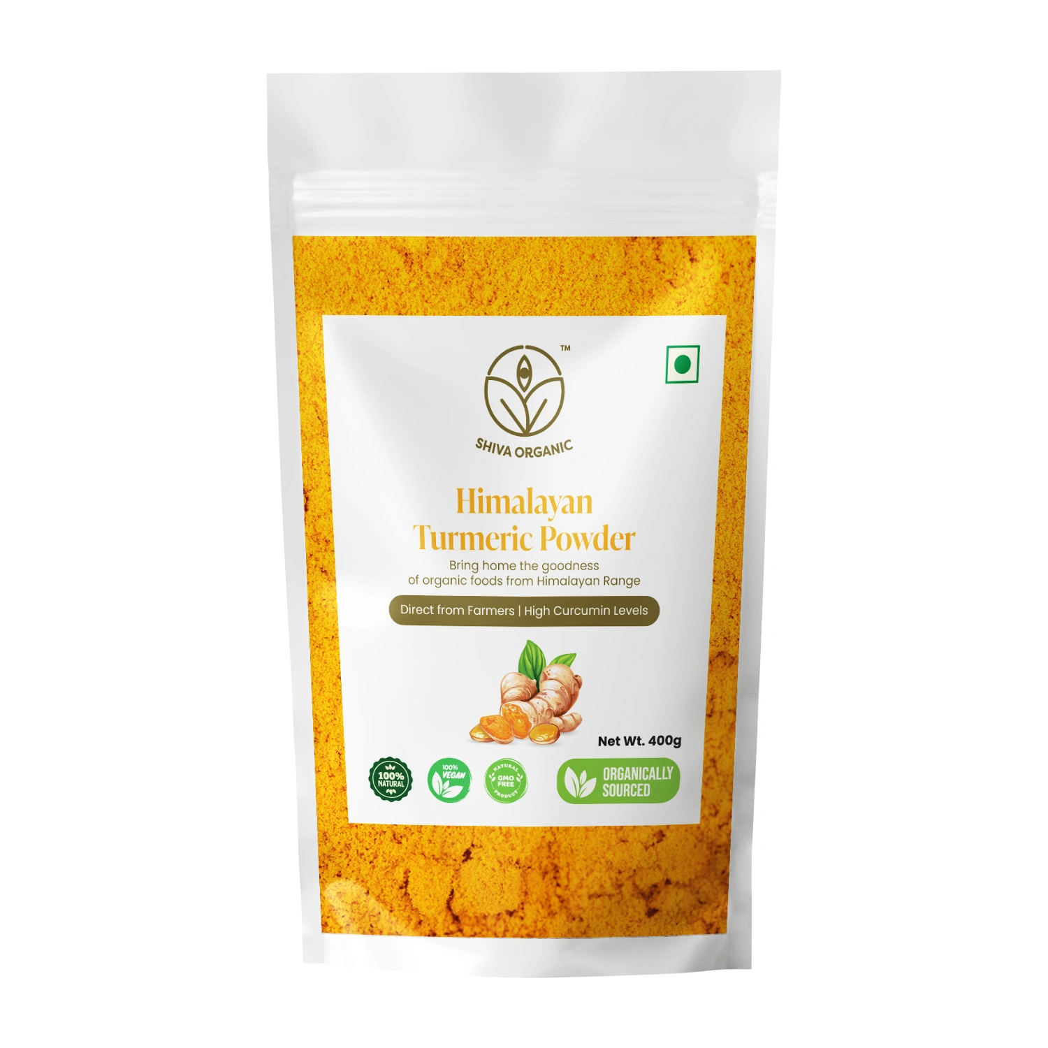 Shiva Organic Himalayan Turmeric Powder | Organic Haldi 400g-SOHTP400G