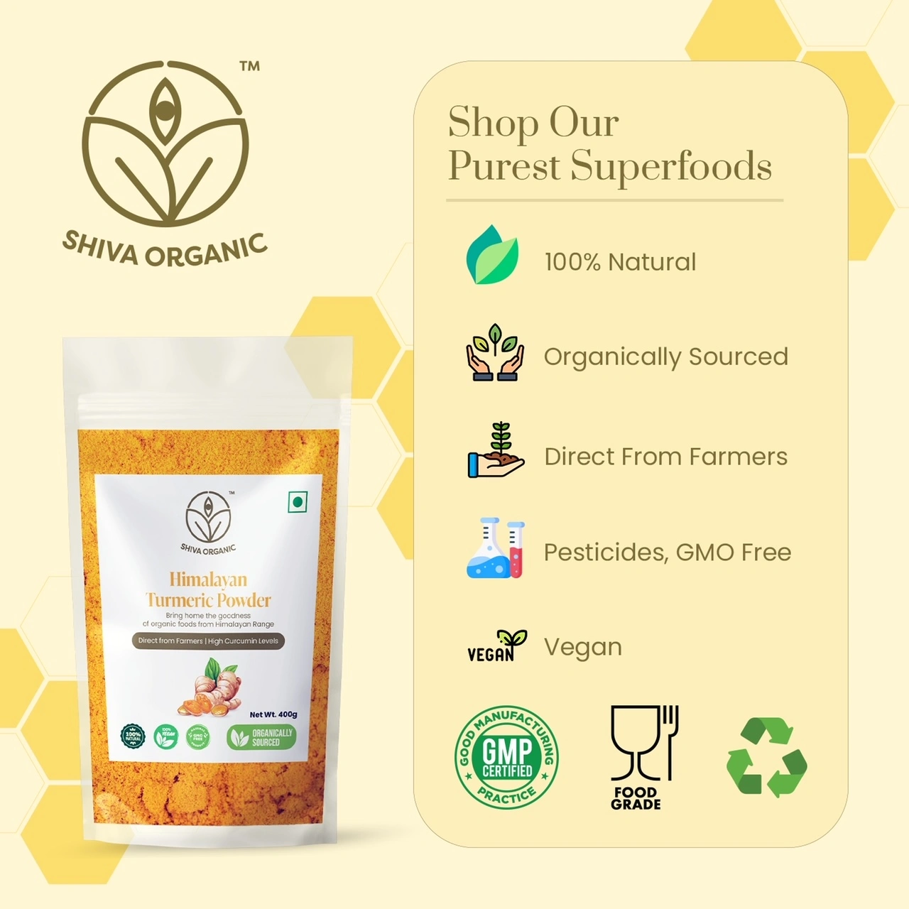 Shiva Organic Himalayan Turmeric Powder | Organic Haldi 400g-2