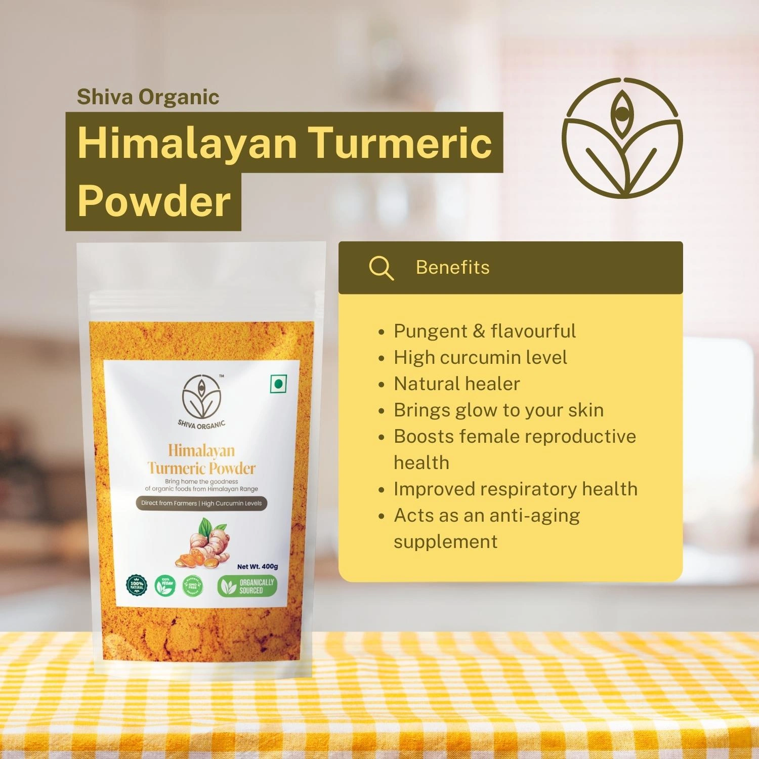 Shiva Organic Himalayan Turmeric Powder | Organic Haldi 400g-3