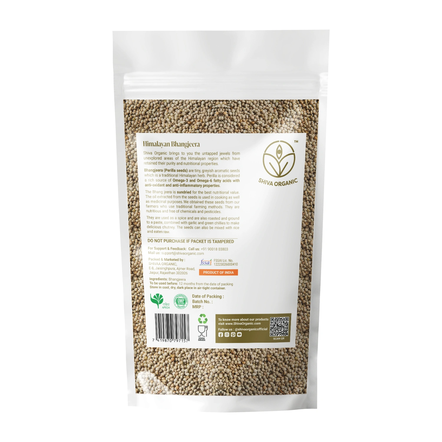 Shiva Organic Himalayan Bhangjeera | Perilla Seeds 350g-1