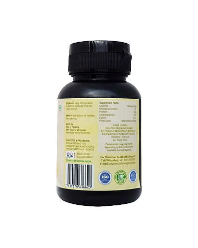 Shiva Organic Royal Jelly Freeze Dry 10-HDA:6% - 60 Capsule (500mg Each)-1