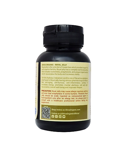 Shiva Organic Royal Jelly Freeze Dry 10-HDA:6% - 60 Capsule (250mg Each)-2