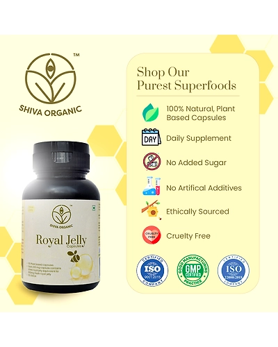 Shiva Organic Royal Jelly Freeze Dry 10-HDA:6% - 60 Capsule (250mg Each)-3