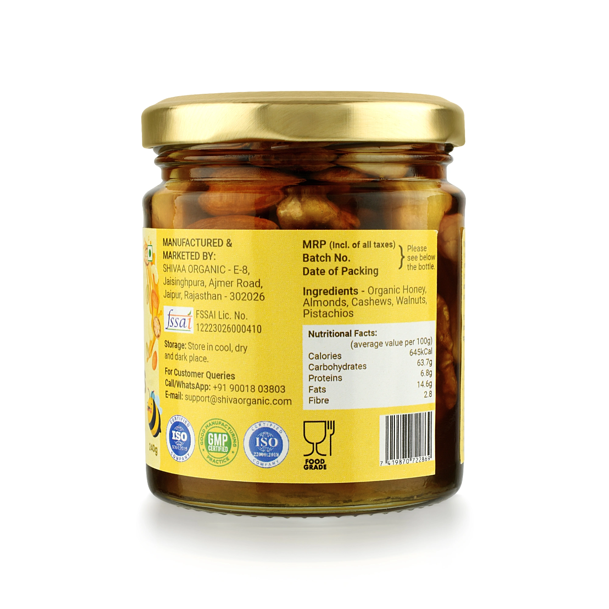 Shiva Organic Mixed Nuts Soaked in Organic Honey 240g-2