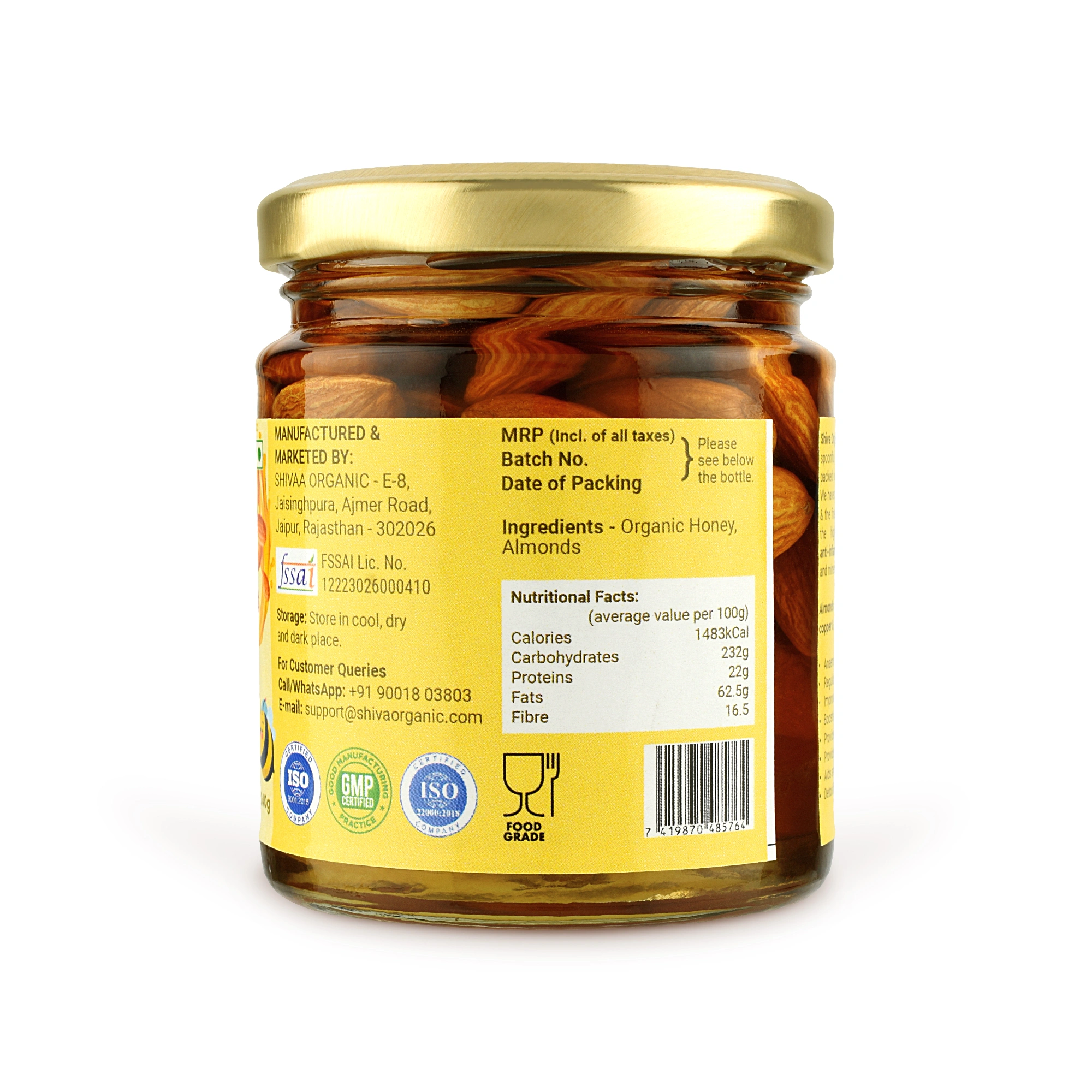 Shiva Organic Almonds Soaked in Organic Honey 240g-2