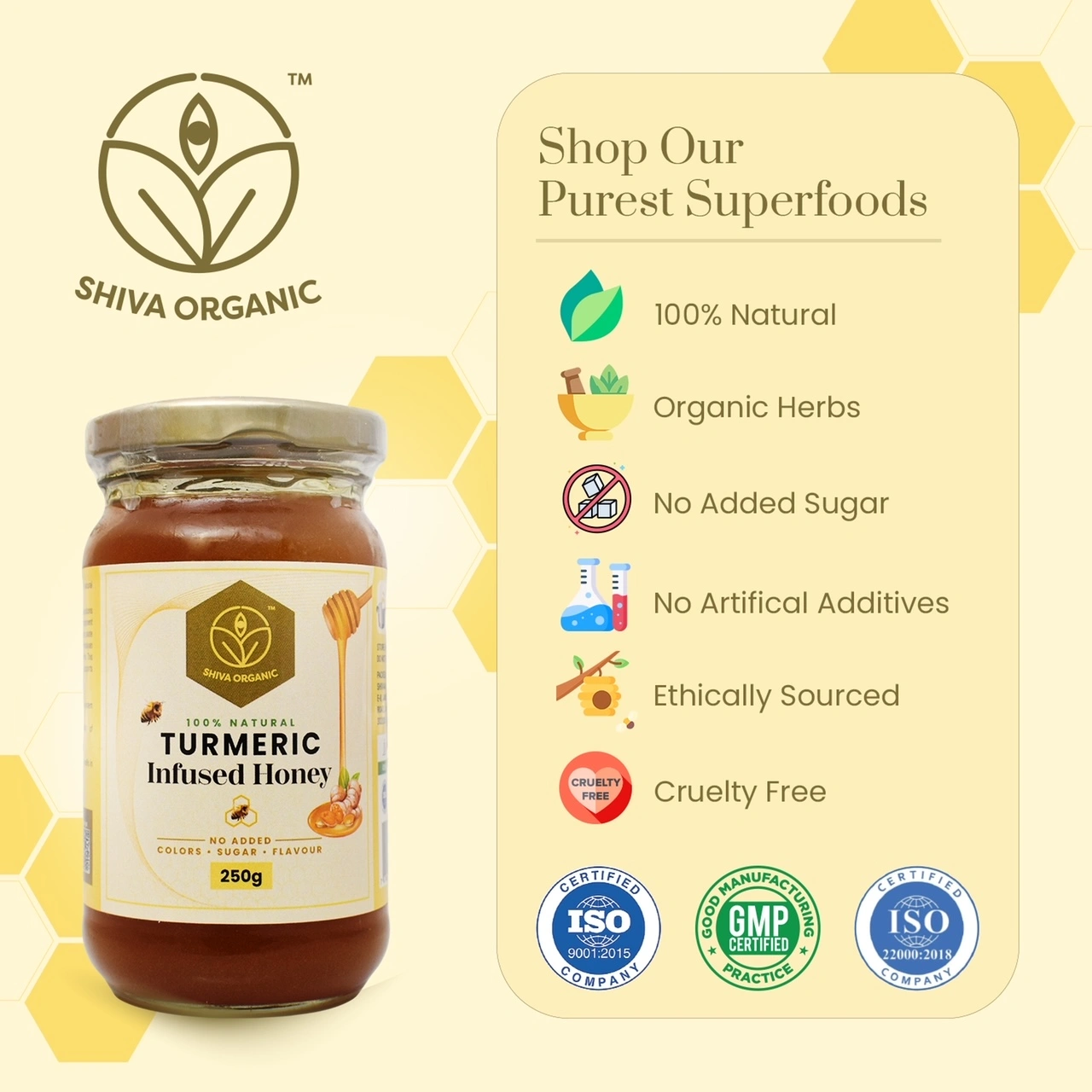 Shiva Organic Turmeric Infused Honey 250g-3