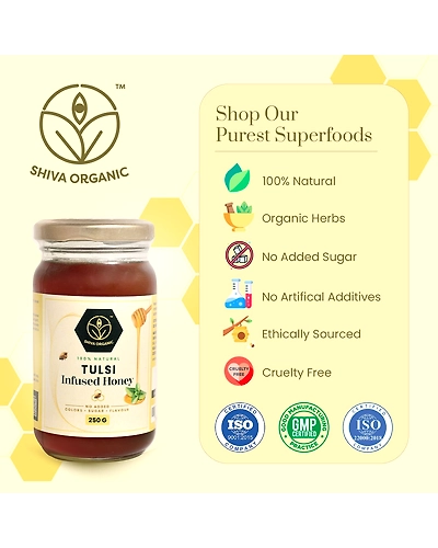 Shiva Organic Tulsi Infused Honey 250g-4