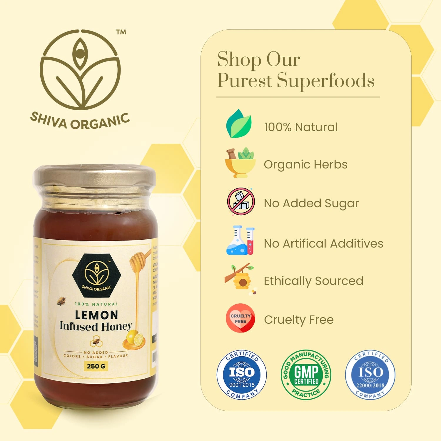 Shiva Organic Lemon Infused Honey 250g-4