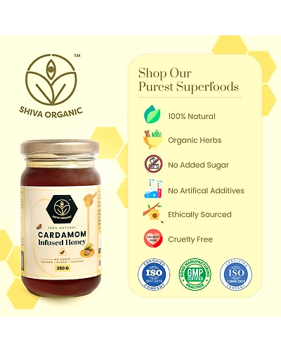 Shiva Organic Cardamom Infused Honey 250g-4
